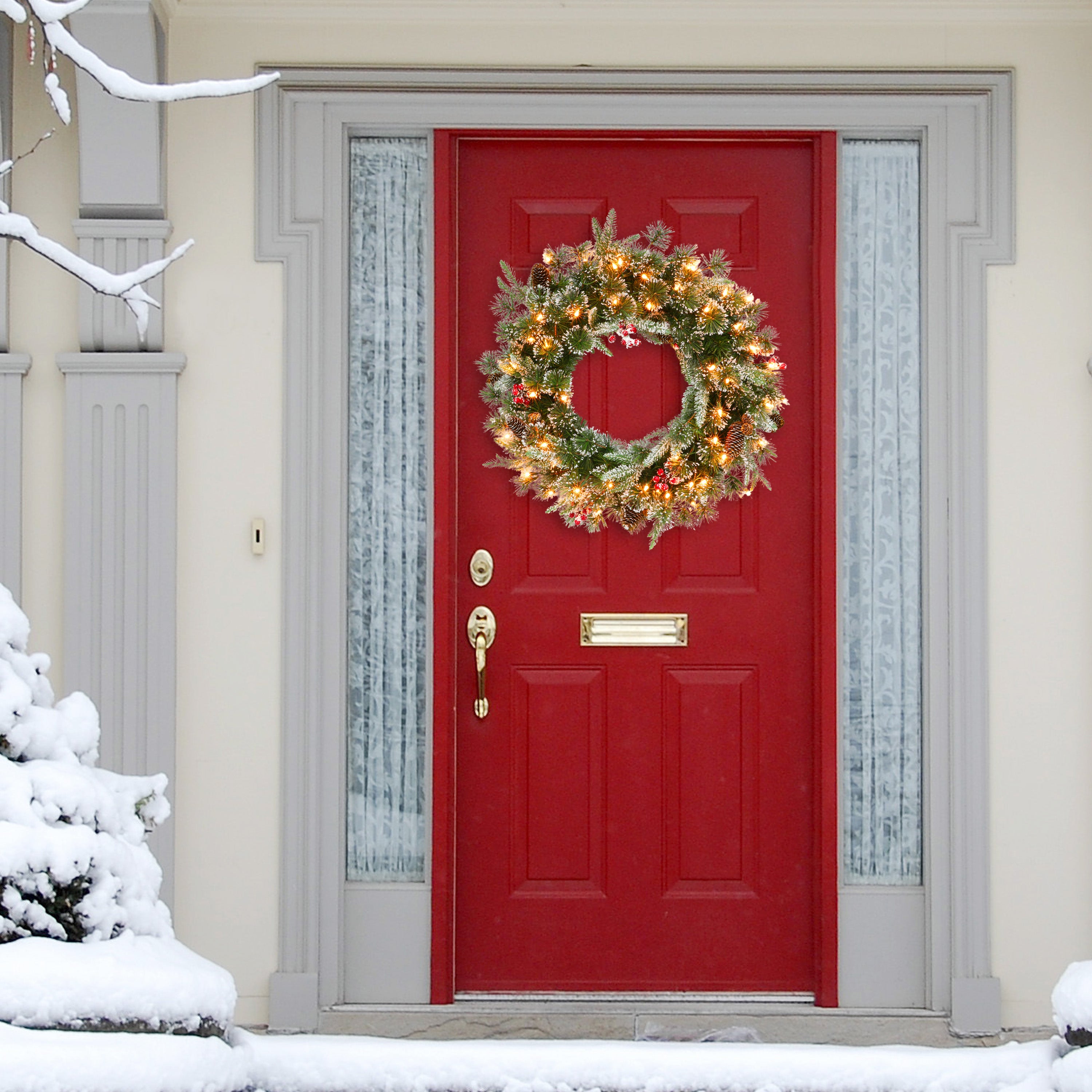 Pre-Lit 24" Decorated Christmas Wreath